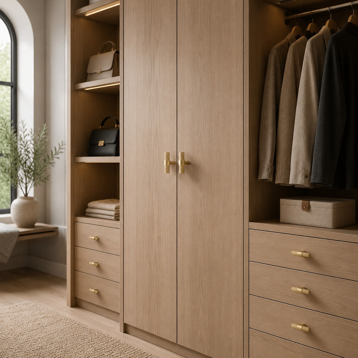 Knurled Brass Cabinet & Drawer Handle