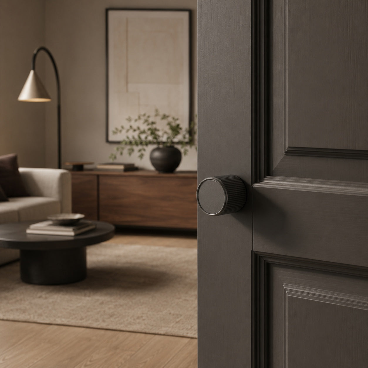 Knurled Zinc Alloy Door Handle Set (Twist Privacy Lock)