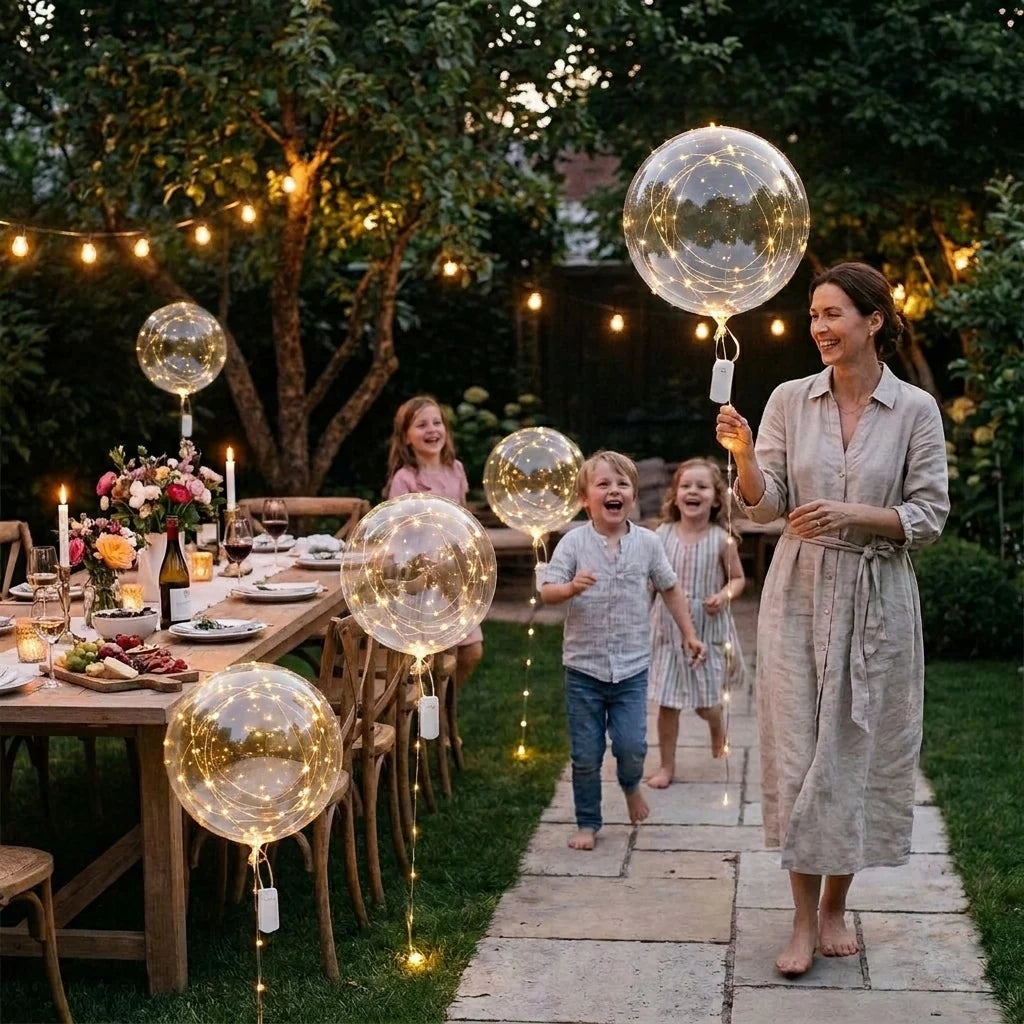 LED Balloons Transparent Warm White Battery Powered