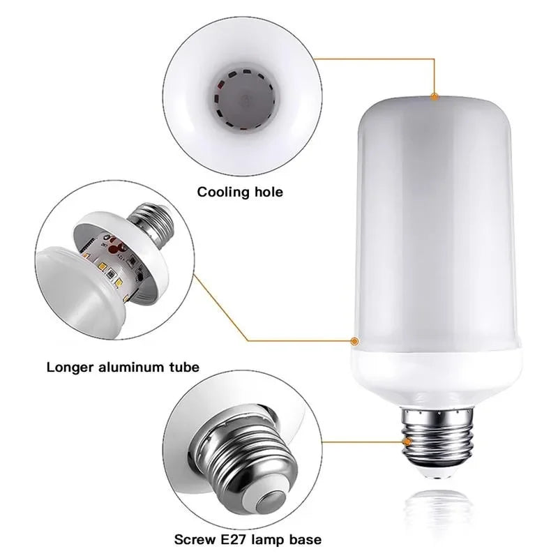 LED Bulb Flame Effect Energy-Efficient Multi-Base Compatible