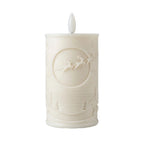 LED Candle Battery-Operated Timer Fir Tree & Snowflake Relief
