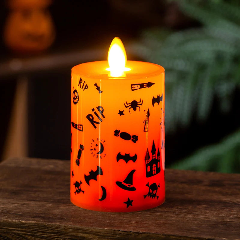 LED Candle Flameless Wax-Look Halloween Motif