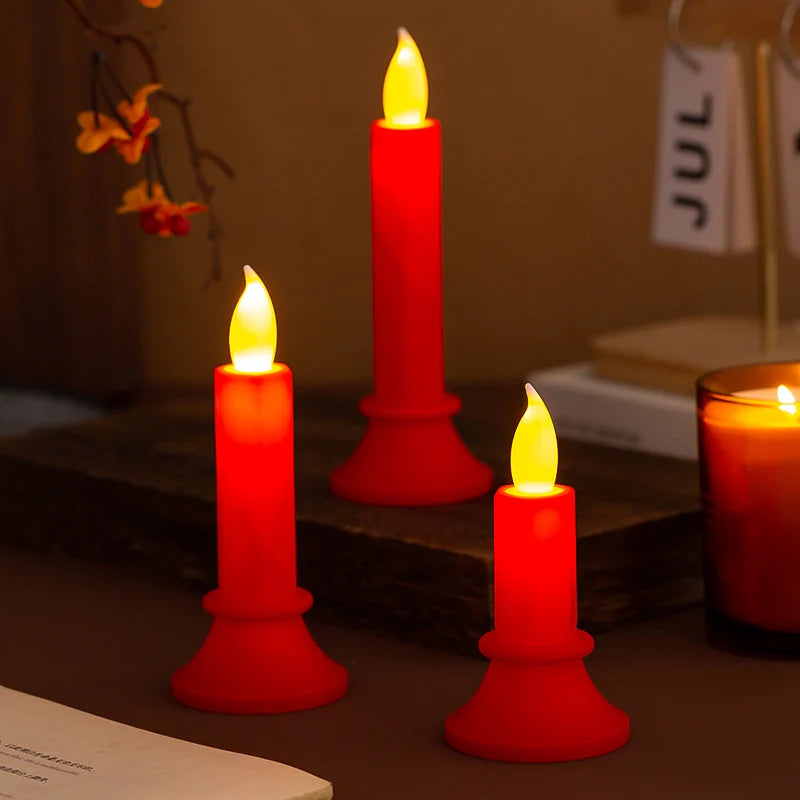 LED Candle Flickering Wax-Like Finish Flameless & Battery-Free