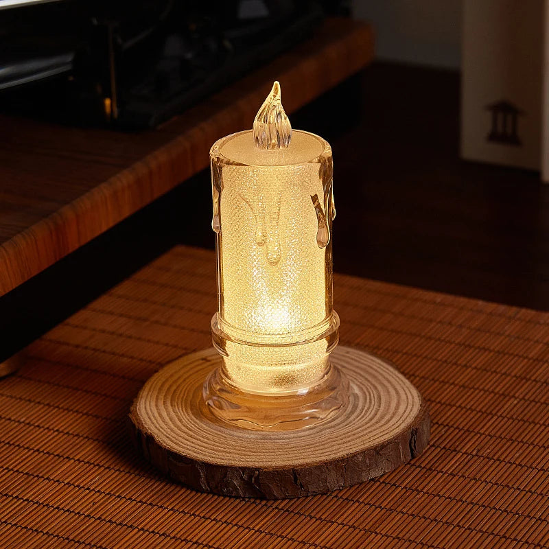 LED Candle Real Wax & Crystal Finish
