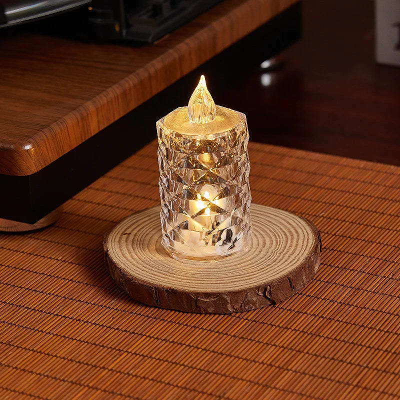 LED Candle Real Wax & Crystal Finish