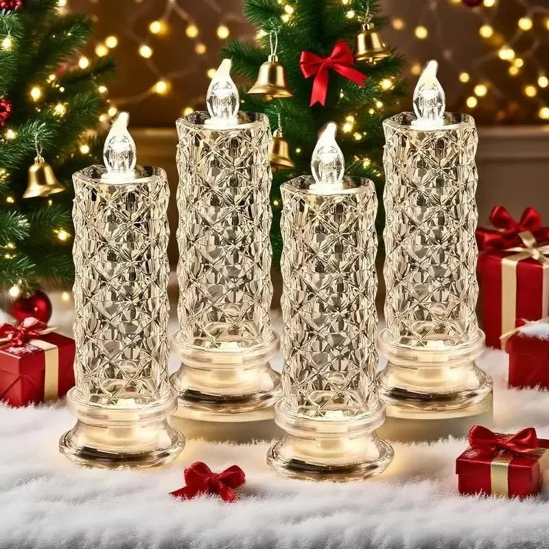 LED Candle Set Crystal-Effect Battery-Powered & Flame-Free