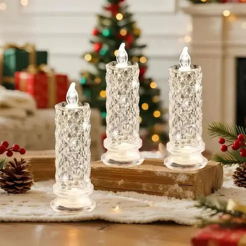 LED Candle Set Crystal-Effect Battery-Powered & Flame-Free