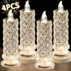 LED Candle Set Crystal-Effect Battery-Powered & Flame-Free