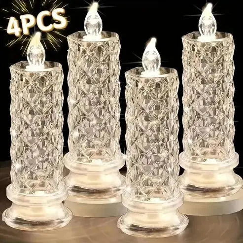 LED Candle Set Crystal-Effect Battery-Powered & Flame-Free