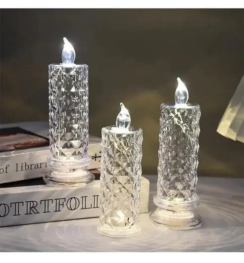 LED Candle Set Crystal-Effect Battery-Powered & Flame-Free