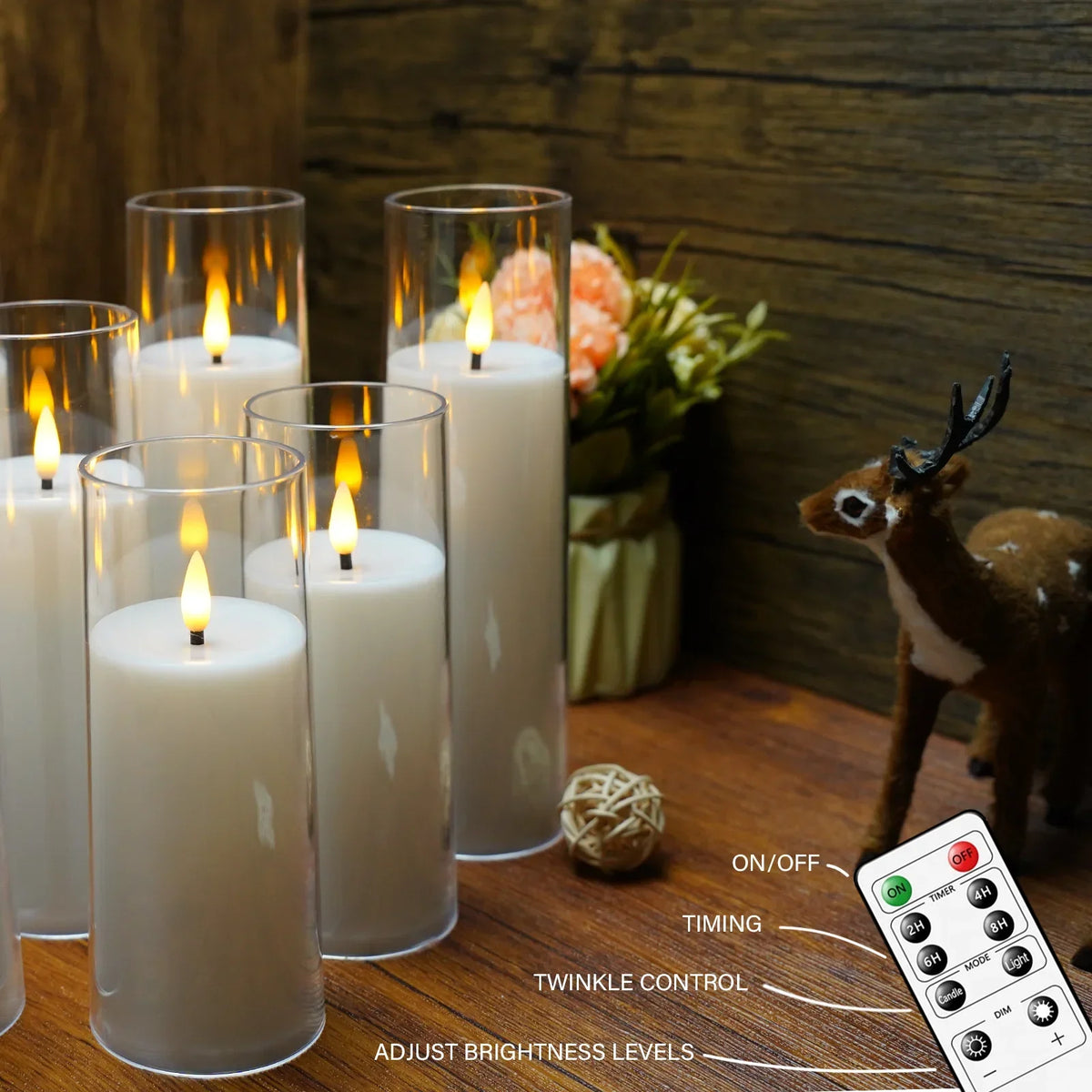 LED Candle Set Flameless Realistic Flicker Remote & Timer