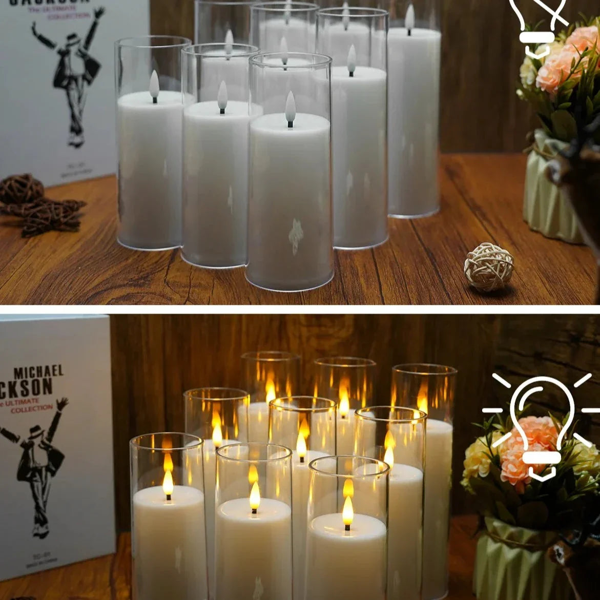 LED Candle Set Flameless Realistic Flicker Remote & Timer