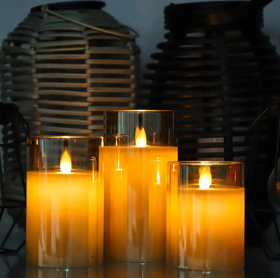 LED Candle Set Flameless Realistic Flicker Timer & Remote