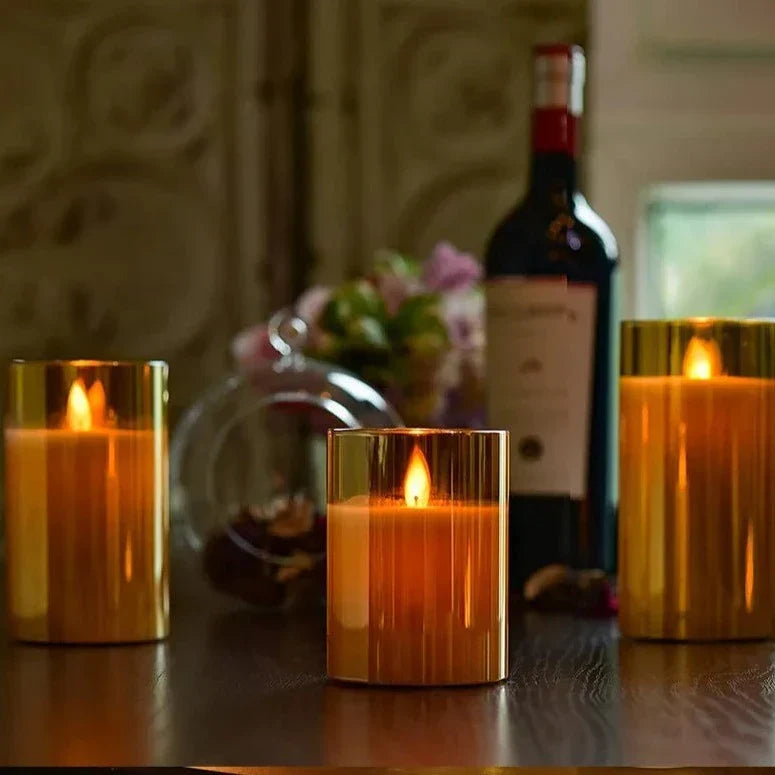 LED Candle Set Flameless Realistic Flicker Timer & Remote