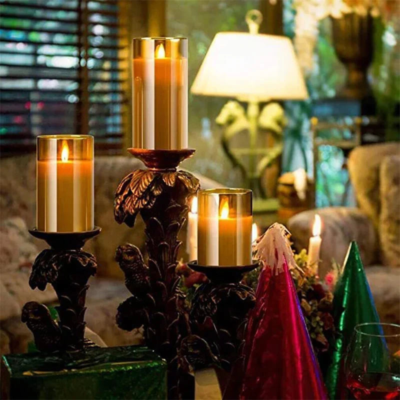 LED Candle Set Flameless Realistic Flicker Timer & Remote