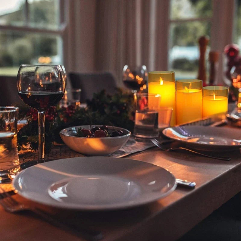 LED Candle Set Flameless Realistic Flicker Timer & Remote