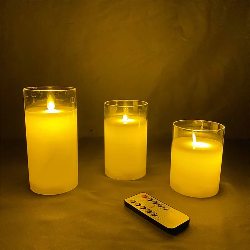 LED Candle Set Flameless Realistic Flicker Timer & Remote