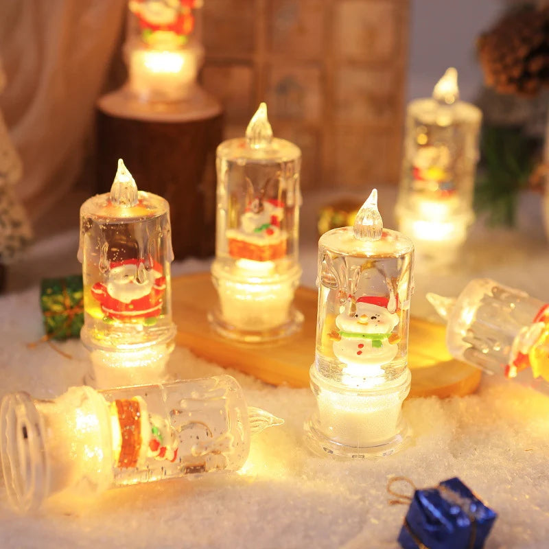 LED Christmas Lantern Warm Glow & Glitter Snow Scene