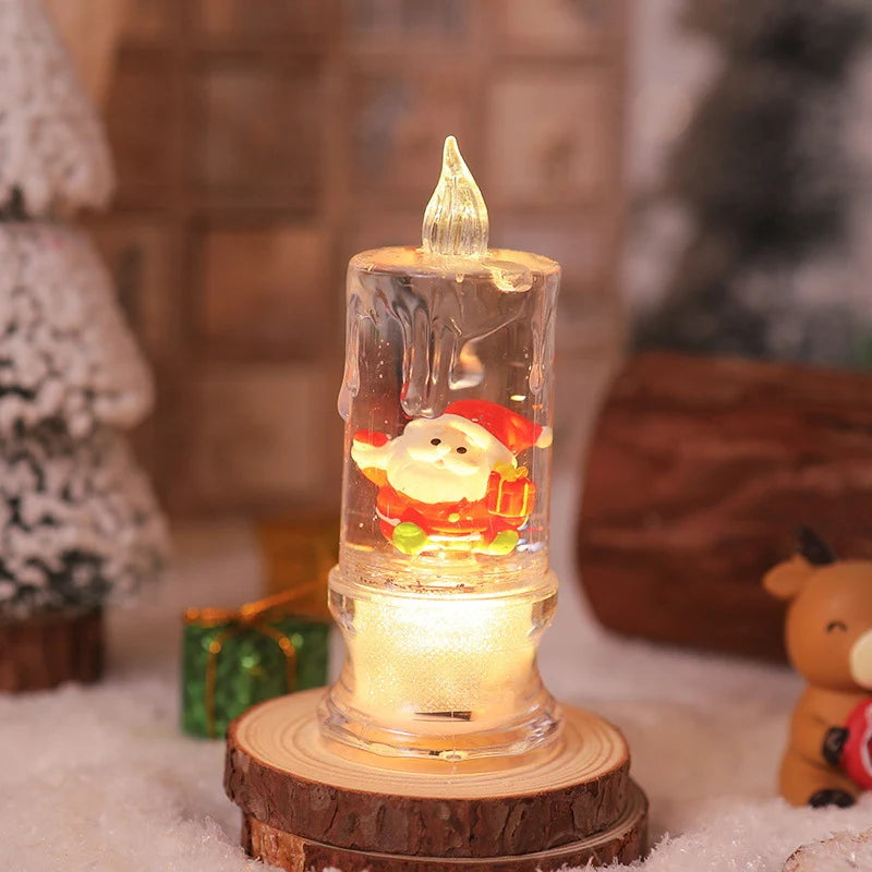 LED Christmas Lantern Warm Glow & Glitter Snow Scene