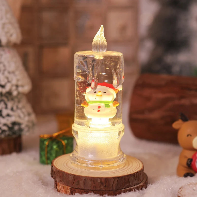 LED Christmas Lantern Warm Glow & Glitter Snow Scene