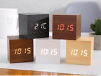 LED Cube Alarm Clock Temperature Display Sound-Activated