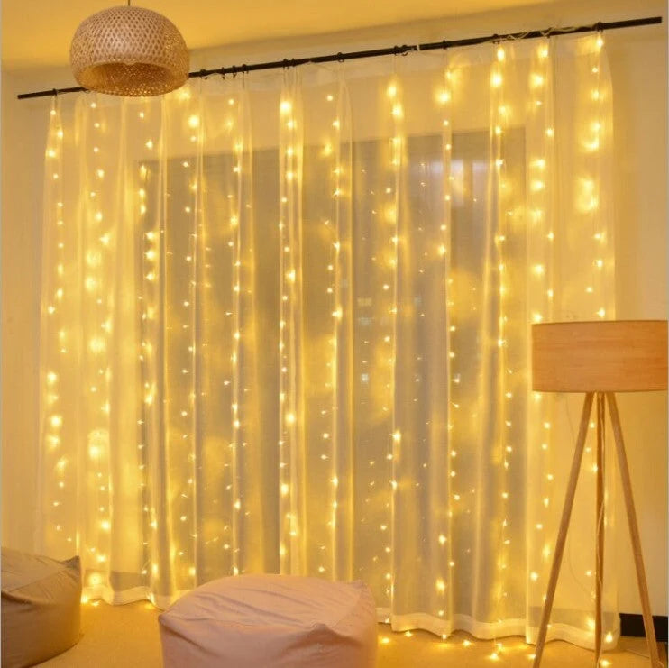 LED Curtain Lights Warm White 300 LEDs USB-Powered