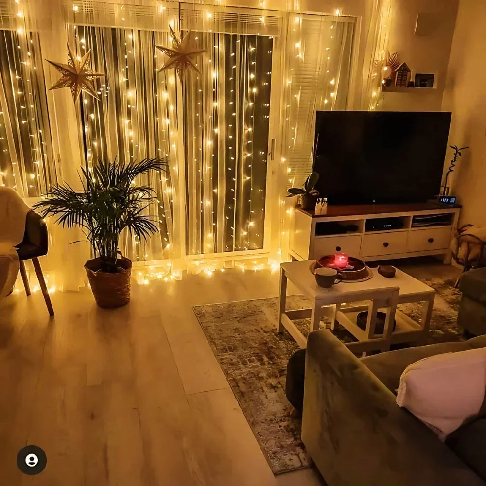 LED Curtain Lights Warm White 300 LEDs USB-Powered