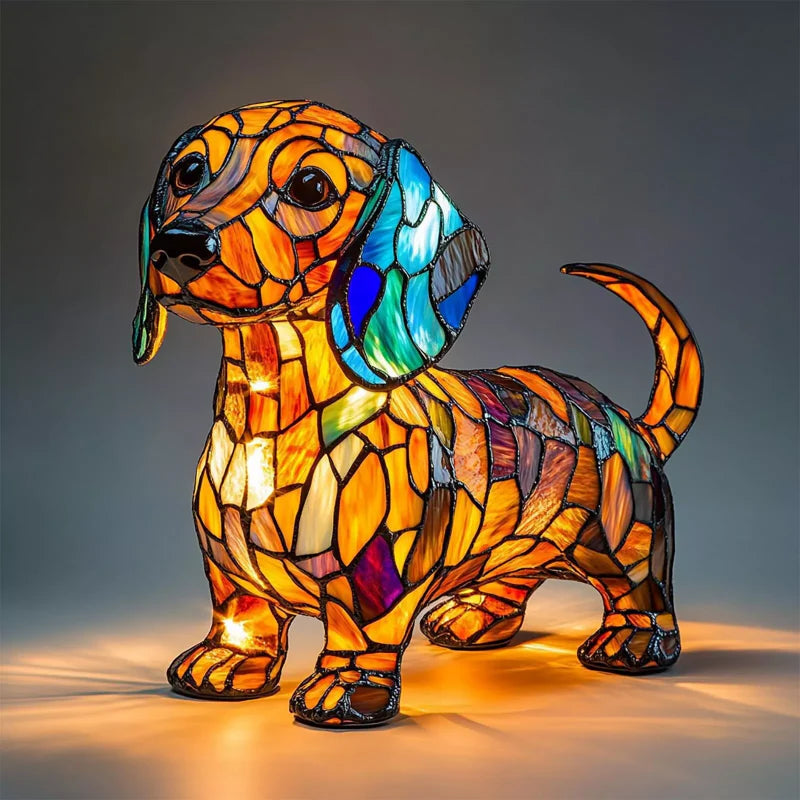 LED Desk Lamp Resin Puppy Sculpture Glare-Free USB Powered