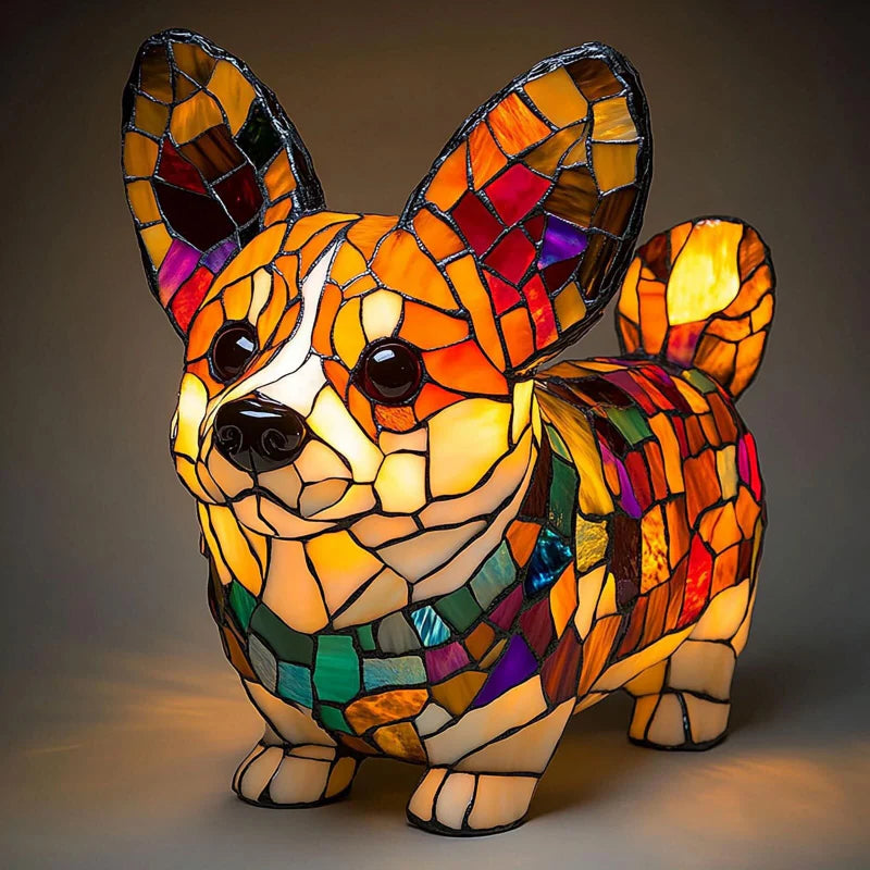 LED Desk Lamp Resin Puppy Sculpture Glare-Free USB Powered