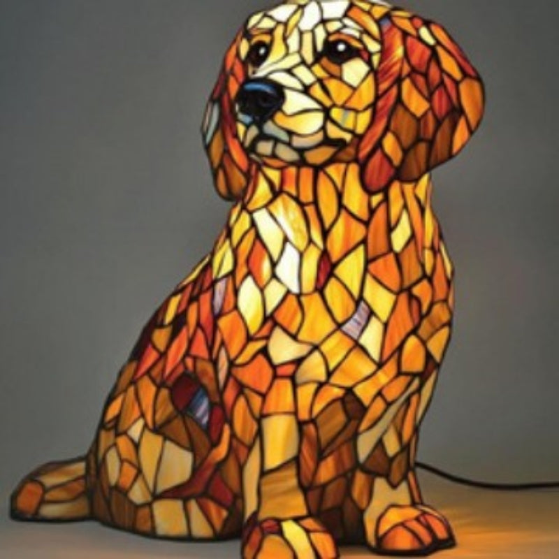 LED Desk Lamp Resin Puppy Sculpture Glare-Free USB Powered