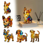 LED Desk Lamp Resin Puppy Sculpture Glare-Free USB Powered