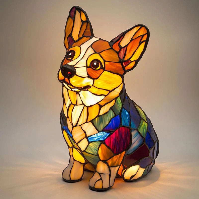 LED Desk Lamp Resin Puppy Sculpture Glare-Free USB Powered