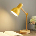 LED Desk Lamp Solid Wood Adjustable Arm Touch Dimming