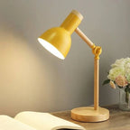 LED Desk Lamp Solid Wood Adjustable Arm Touch Dimming