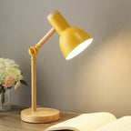 LED Desk Lamp Solid Wood Adjustable Arm Touch Dimming