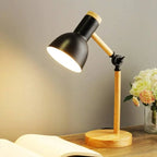 LED Desk Lamp Solid Wood Adjustable Arm Touch Dimming