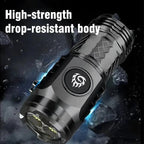 LED Flashlight Rechargeable Long-Range Pocket-Sized