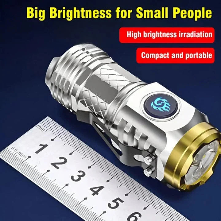 LED Flashlight Rechargeable Long-Range Pocket-Sized