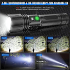 LED Flashlight USB-C Rechargeable 20-Hour Battery IPX6 Water-Resistant