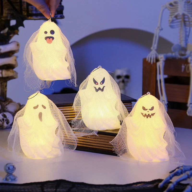 LED Ghost Decoration Mesh Design Gentle LED Light