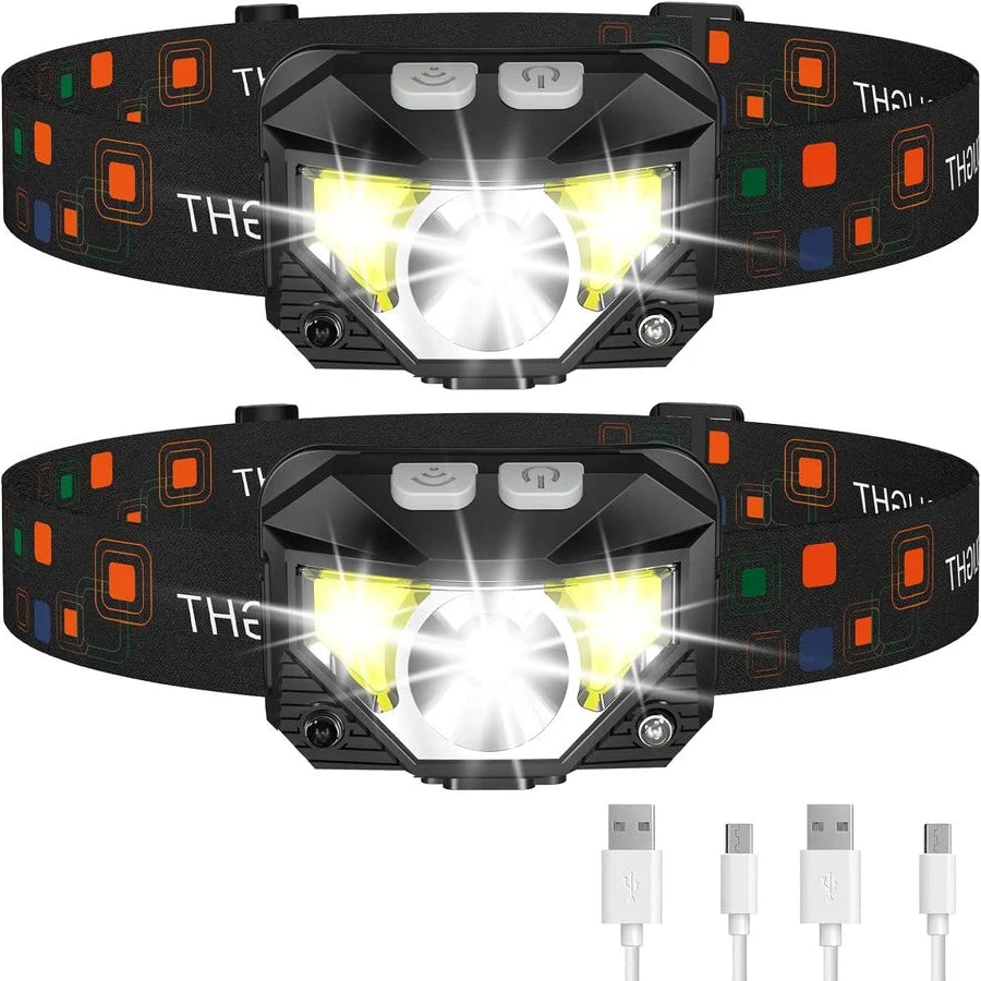 LED Headlamp Gesture Sensor USB Rechargeable