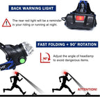LED Headlamp Rechargeable 2000 Lumens Adjustable Zoom