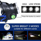 LED Headlamp Rechargeable 2000 Lumens Adjustable Zoom