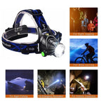 LED Headlamp Rechargeable 2000 Lumens Adjustable Zoom
