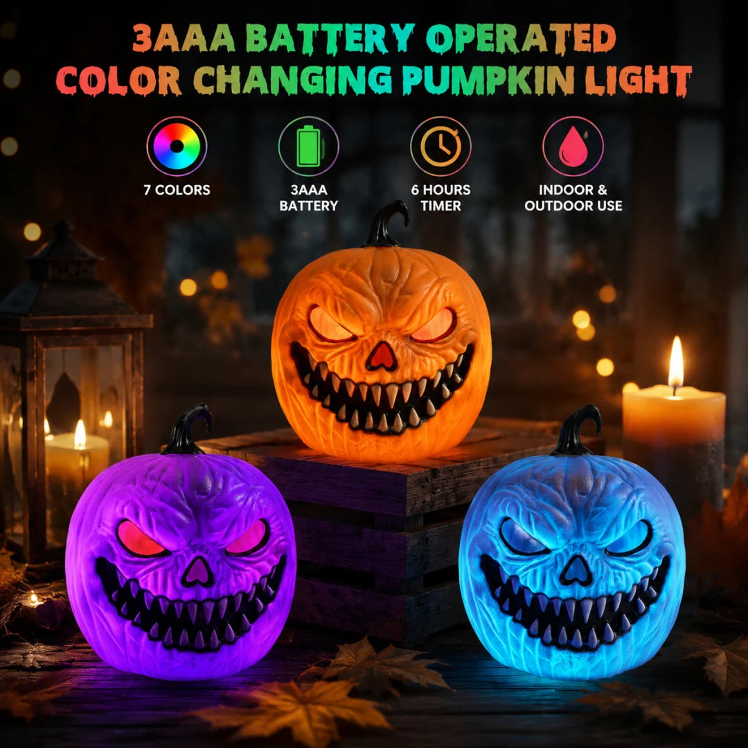 LED Jack-O'-Lanterns Sound-Activated Flicker & Warm Gradient Glow Battery-Powered