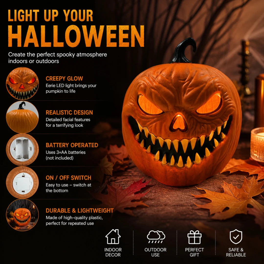 LED Jack-O'-Lanterns Sound-Activated Flicker & Warm Gradient Glow Battery-Powered