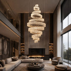 LED K9 Crystal Mirror-Polished Stainless Steel Chandelier (9 or 11 Rings)