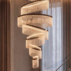 LED K9 Crystal Mirror-Polished Stainless Steel Chandelier (9 or 11 Rings)