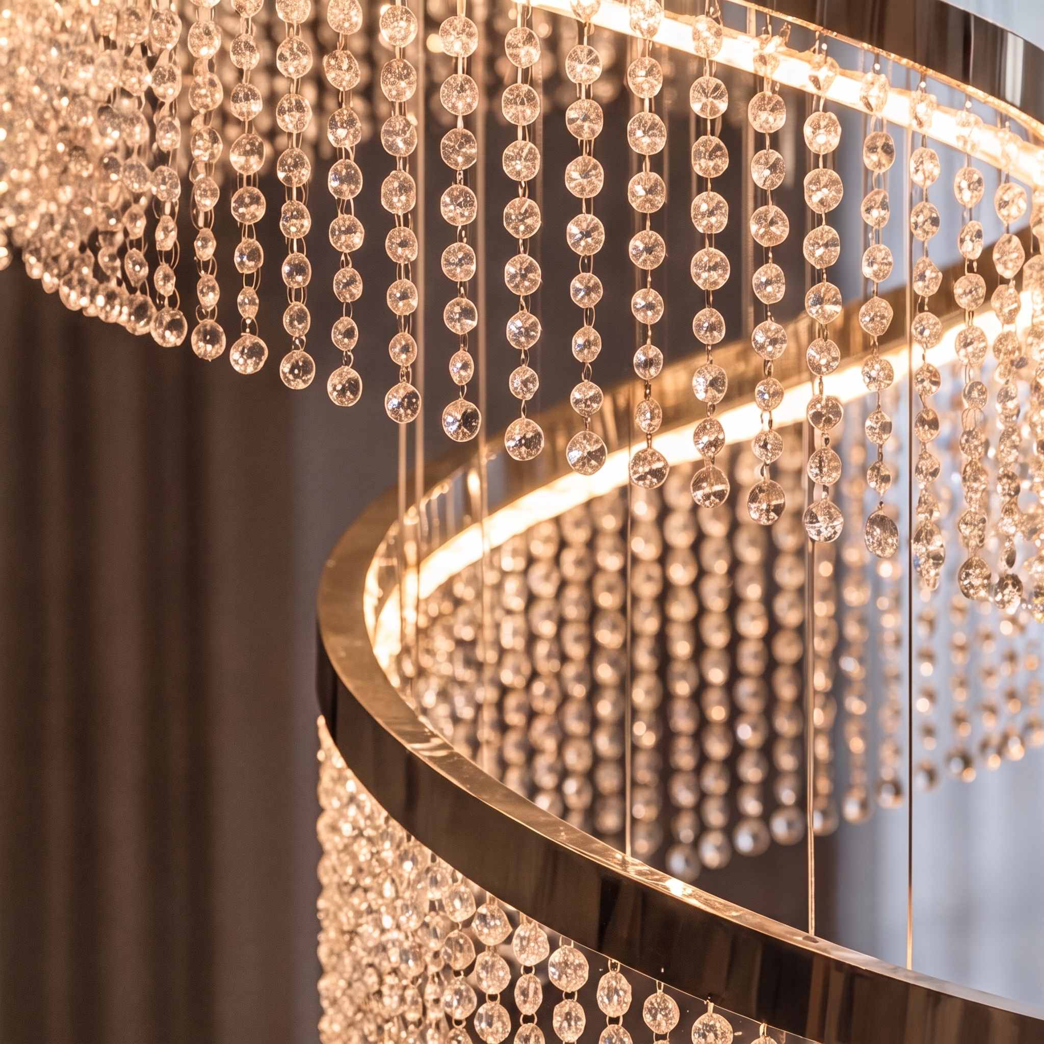 LED K9 Crystal Mirror-Polished Stainless Steel Chandelier (9 or 11 Rings)