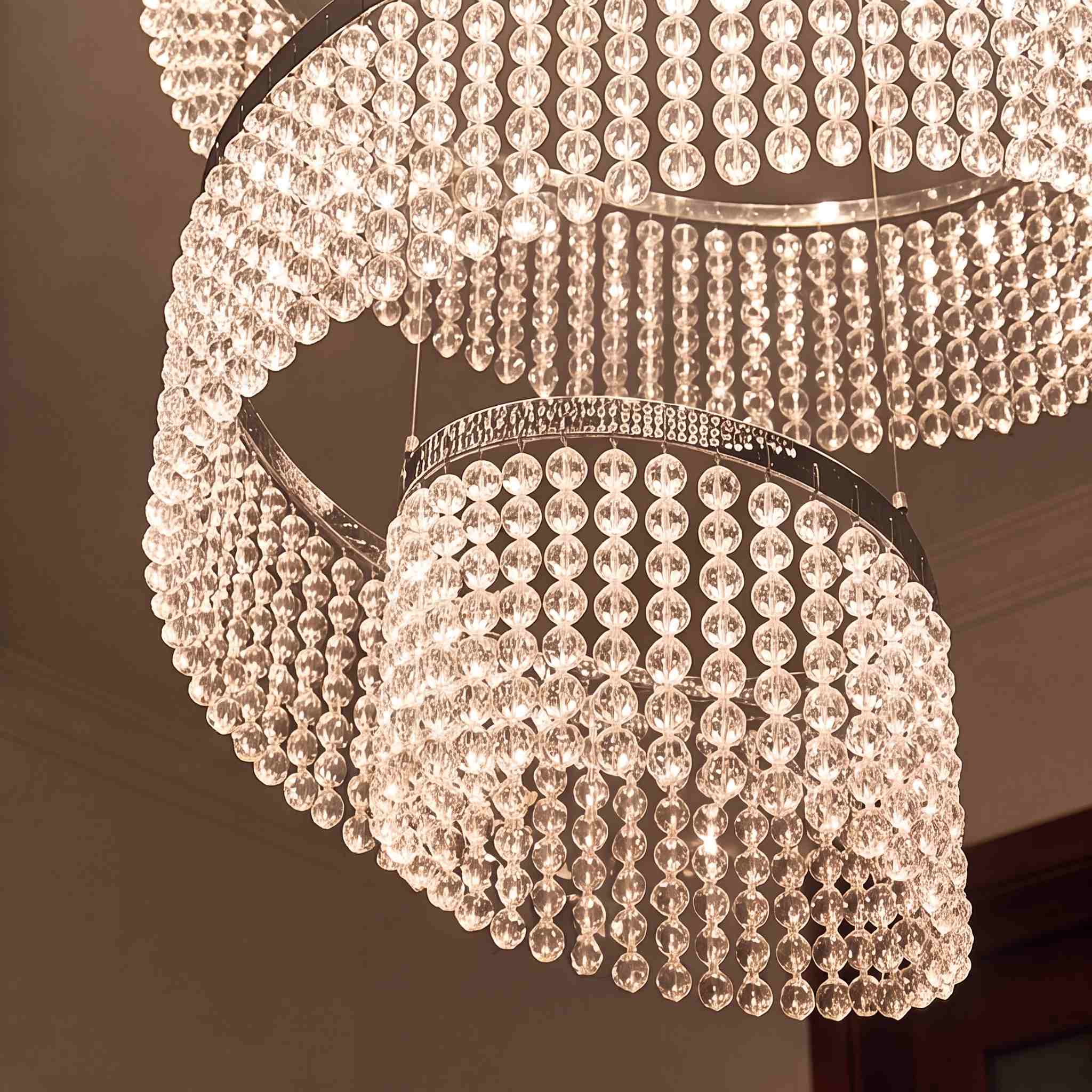 LED K9 Crystal Mirror-Polished Stainless Steel Chandelier (9 or 11 Rings)